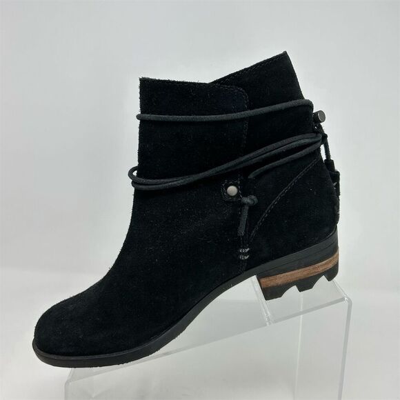 Sorel Farah Black Suede Pull On Ankle Boots Size 7.5 Back Tassel Design - Picture 4 of 12